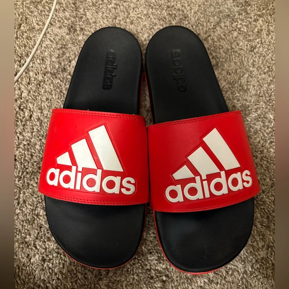 Adidas Bold Red and Black Sandals